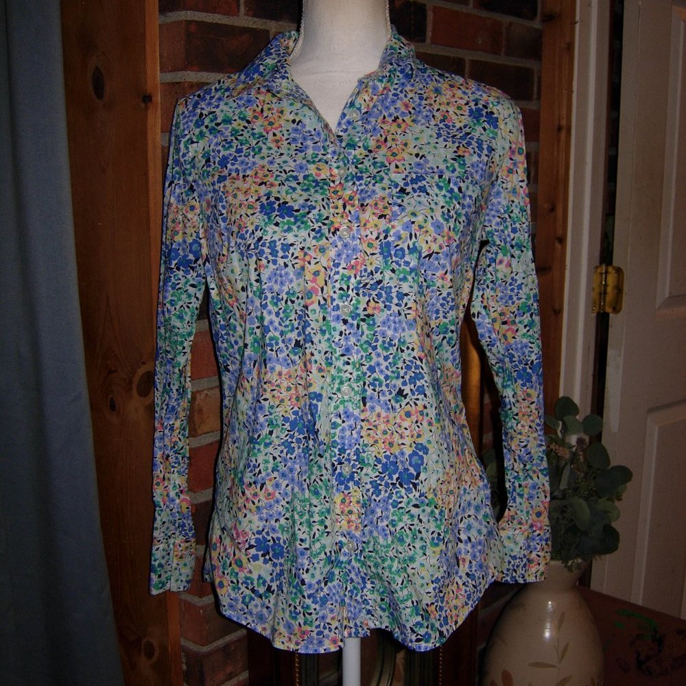 J. Crew Floral Print Button Front Top S